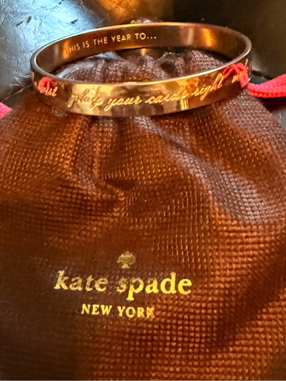 kate spade engraved motivational bangle “THIS IS THE YEAR TO…